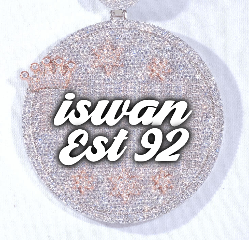 CUSTOM LETTER NECKLACE 3D BIG CROWN DISC