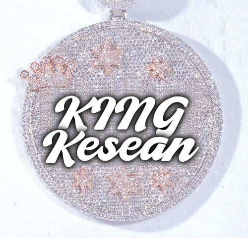 CUSTOM LETTER NECKLACE 3D BIG CROWN DISC