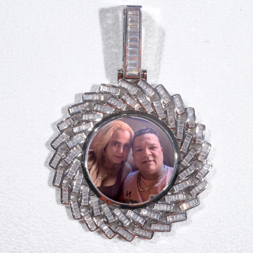 Large 3D Baguette Custom Picture Pendant