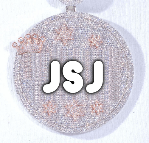 CUSTOM LETTER NECKLACE 3D BIG CROWN DISC