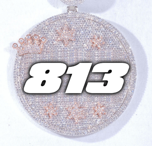 CUSTOM LETTER NECKLACE 3D BIG CROWN DISC