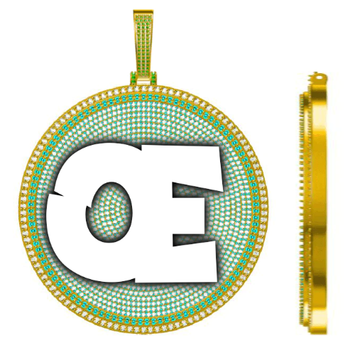 CUSTOM LETTER NECKLACE 3D BIG DISC