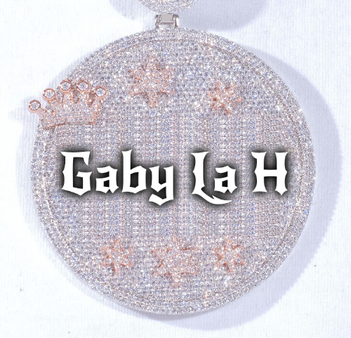 CUSTOM LETTER NECKLACE 3D BIG CROWN DISC