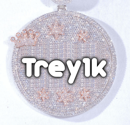 CUSTOM LETTER NECKLACE 3D BIG CROWN DISC