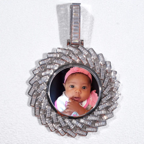 Large 3D Baguette Custom Picture Pendant