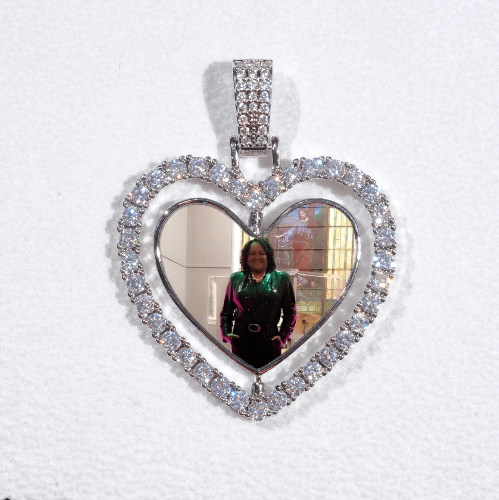 3D Spinning 2-Faced Heart Custom Picture Pendant