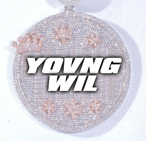 CUSTOM LETTER NECKLACE 3D BIG CROWN DISC