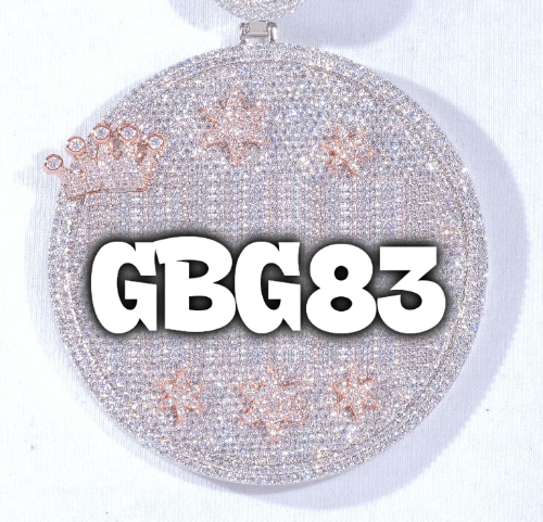 CUSTOM LETTER NECKLACE 3D BIG CROWN DISC
