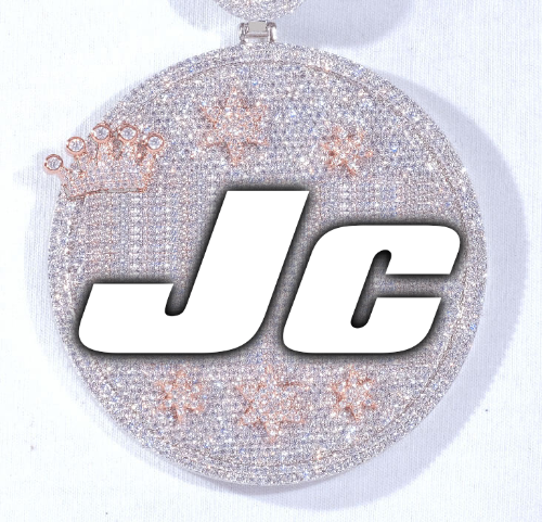 CUSTOM LETTER NECKLACE 3D BIG CROWN DISC