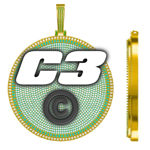 CUSTOM LETTER NECKLACE 3D BIG DISC