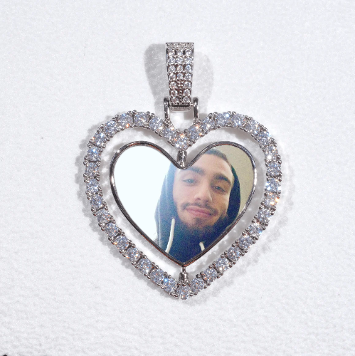 3D Spinning 2-Faced Heart Custom Picture Pendant