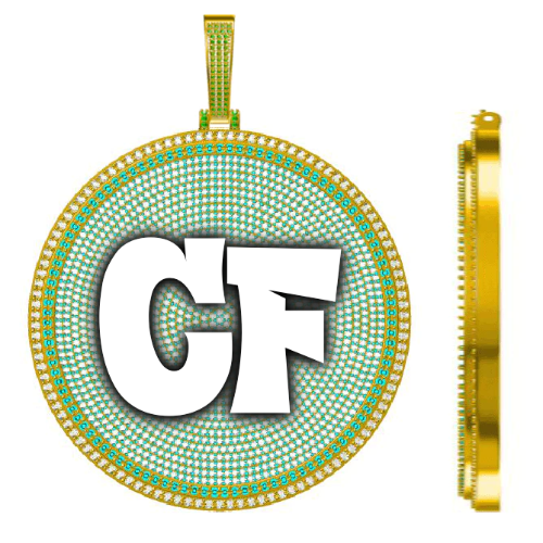 CUSTOM LETTER NECKLACE 3D BIG DISC