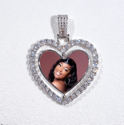 3D Spinning 2-Faced Heart Custom Picture Pendant