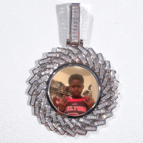 Large 3D Baguette Custom Picture Pendant