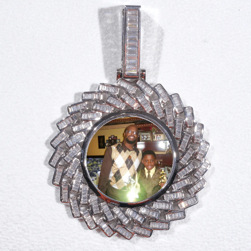 Large 3D Baguette Custom Picture Pendant