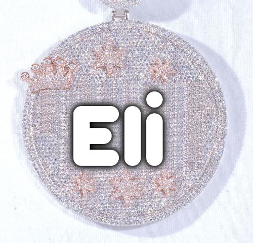 CUSTOM LETTER NECKLACE 3D BIG CROWN DISC