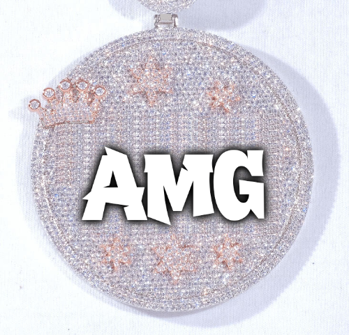 CUSTOM LETTER NECKLACE 3D BIG CROWN DISC