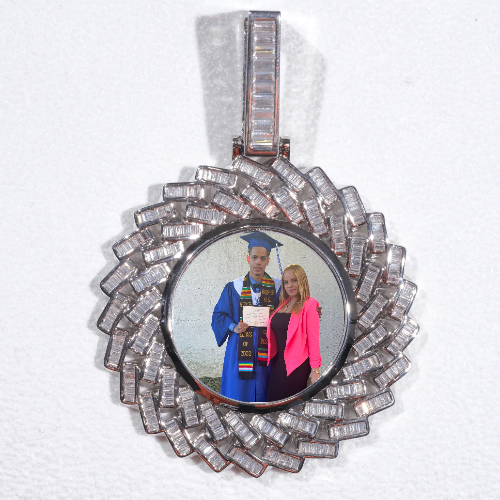 Large 3D Baguette Custom Picture Pendant