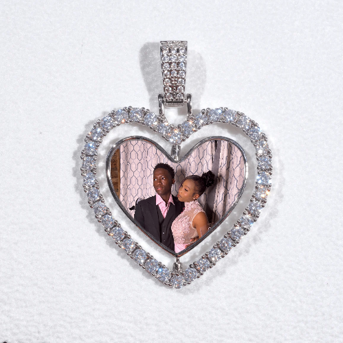 3D Spinning 2-Faced Heart Custom Picture Pendant