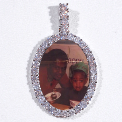 Large 3D Oval Custom Picture Pendant