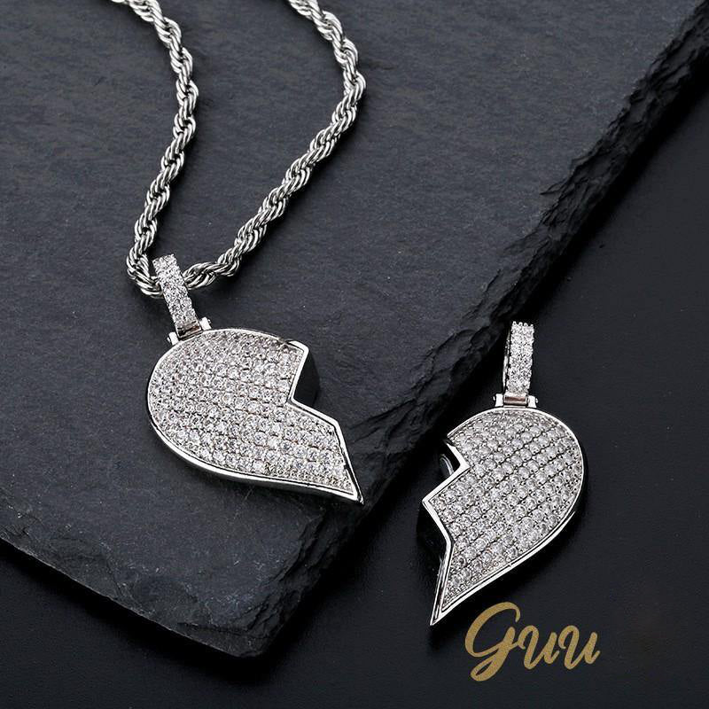 18K Gold-Plated Micro-inlay  AAA CZ  Broken Of Heart Pendant - The GUU Shop