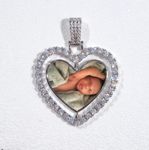 3D Spinning 2-Faced Heart Custom Picture Pendant