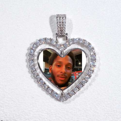 3D Spinning 2-Faced Heart Custom Picture Pendant