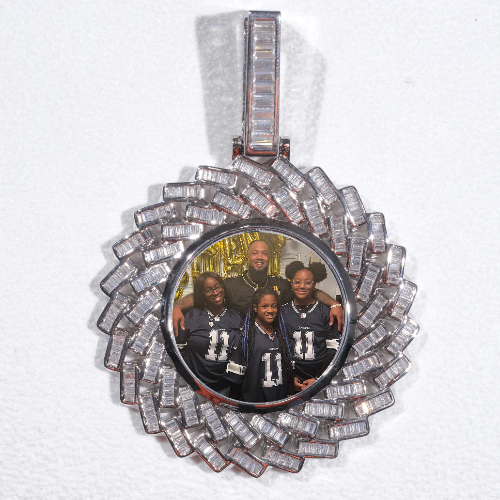 Large 3D Baguette Custom Picture Pendant