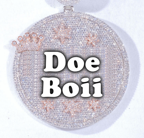 CUSTOM LETTER NECKLACE 3D BIG CROWN DISC