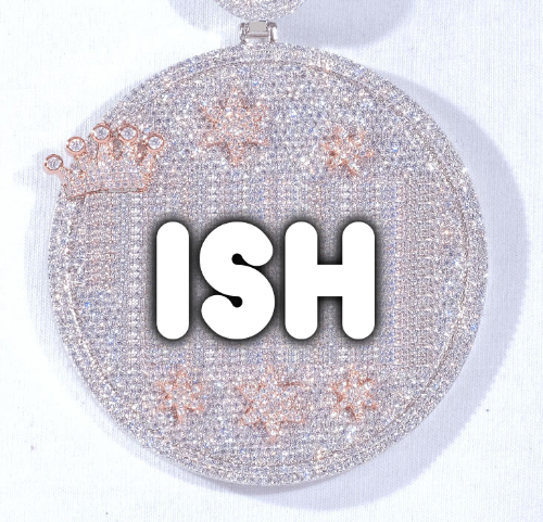 CUSTOM LETTER NECKLACE 3D BIG CROWN DISC