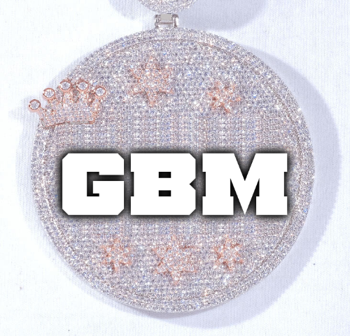 CUSTOM LETTER NECKLACE 3D BIG CROWN DISC