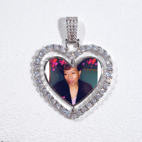 3D Spinning 2-Faced Heart Custom Picture Pendant
