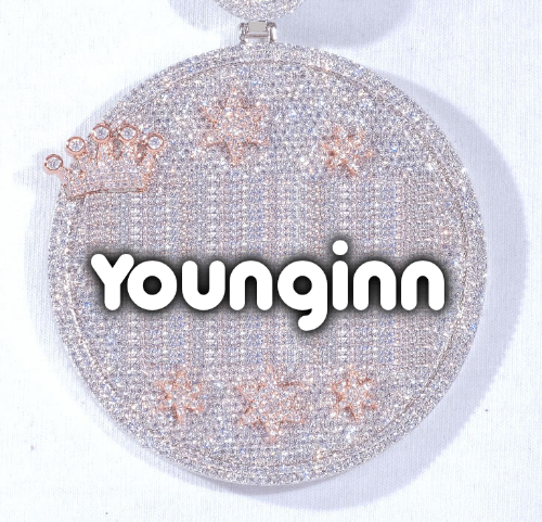 CUSTOM LETTER NECKLACE 3D BIG CROWN DISC