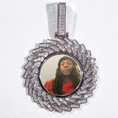 Large 3D Baguette Custom Picture Pendant