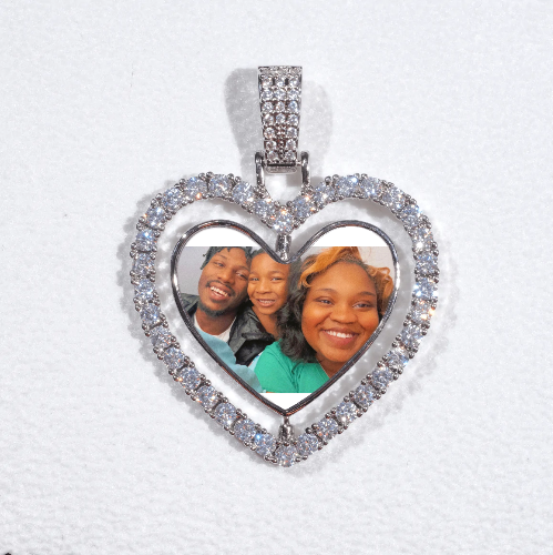 3D Spinning 2-Faced Heart Custom Picture Pendant