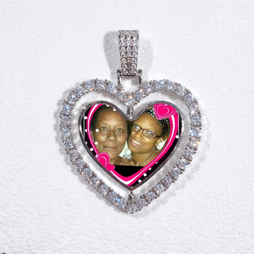 3D Spinning 2-Faced Heart Custom Picture Pendant