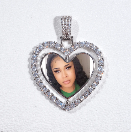 3D Spinning 2-Faced Heart Custom Picture Pendant