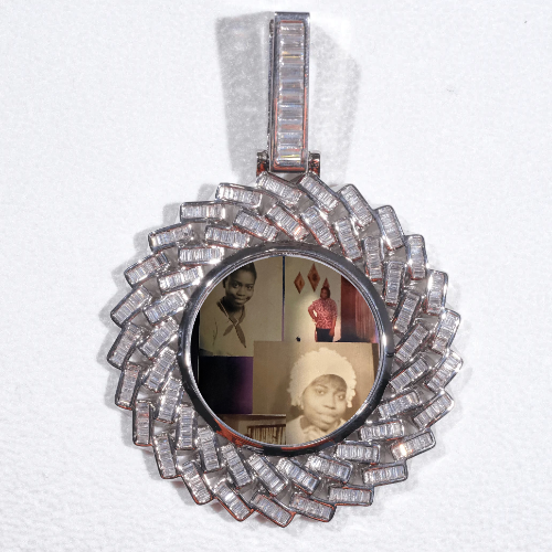 Large 3D Baguette Custom Picture Pendant