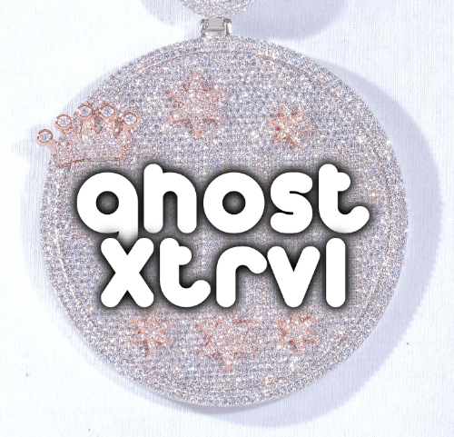 CUSTOM LETTER NECKLACE 3D BIG CROWN DISC
