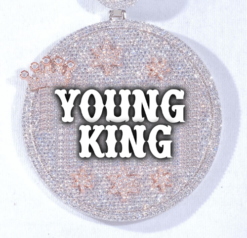 CUSTOM LETTER NECKLACE 3D BIG CROWN DISC