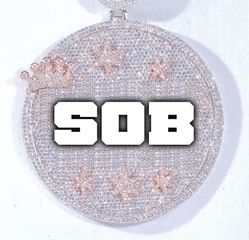 CUSTOM LETTER NECKLACE 3D BIG CROWN DISC