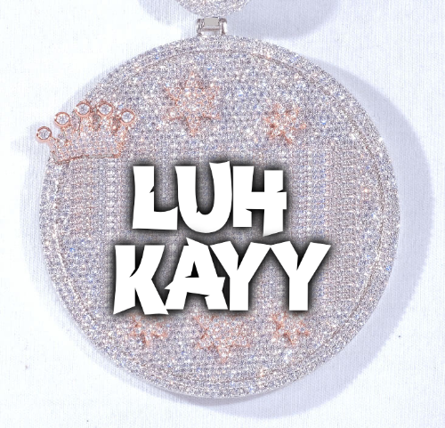 CUSTOM LETTER NECKLACE 3D BIG CROWN DISC