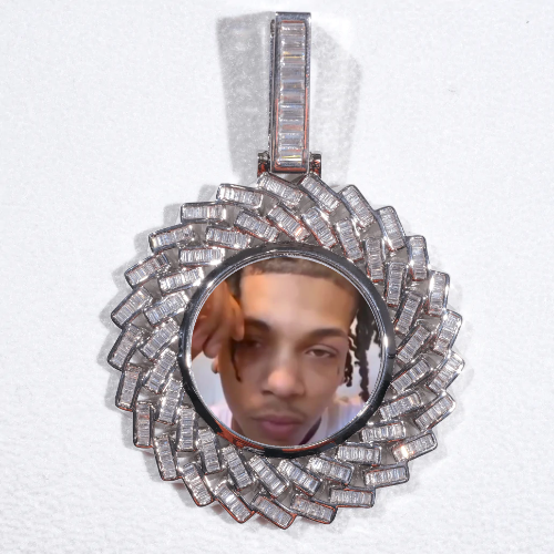 Large 3D Baguette Custom Picture Pendant