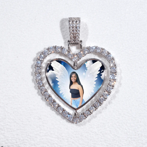3D Spinning 2-Faced Heart Custom Picture Pendant