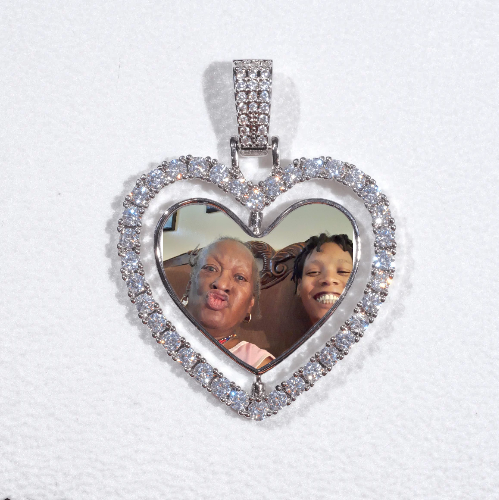 3D Spinning 2-Faced Heart Custom Picture Pendant