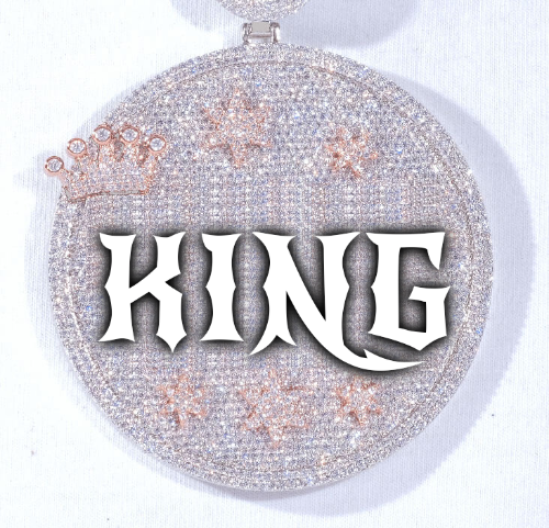 CUSTOM LETTER NECKLACE 3D BIG CROWN DISC