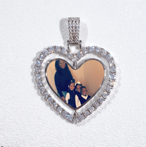 3D Spinning 2-Faced Heart Custom Picture Pendant