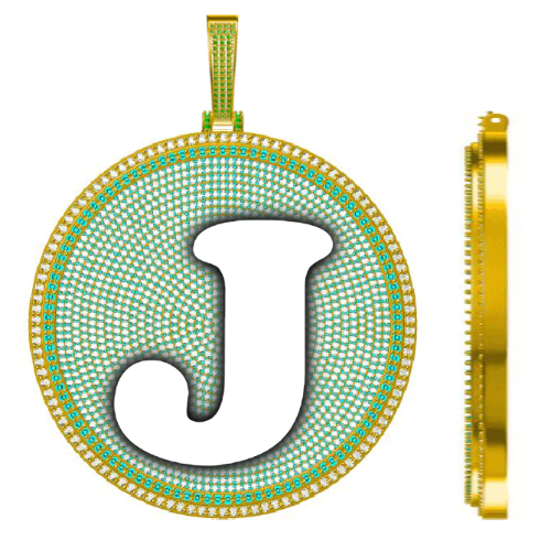 CUSTOM LETTER NECKLACE 3D BIG DISC