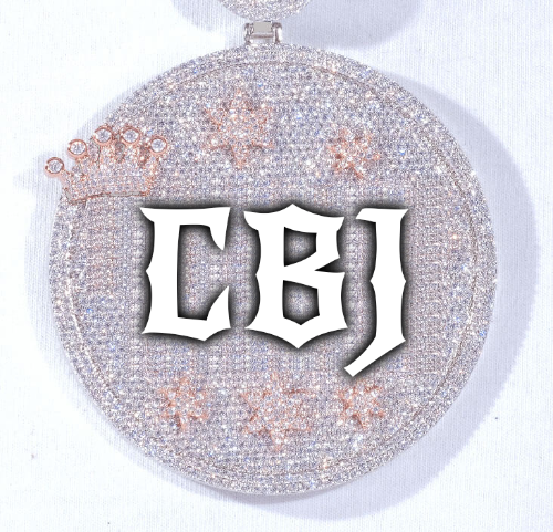 CUSTOM LETTER NECKLACE 3D BIG CROWN DISC