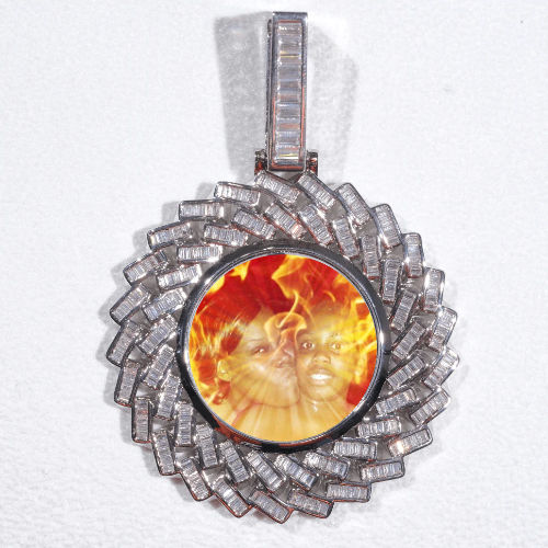 Large 3D Baguette Custom Picture Pendant
